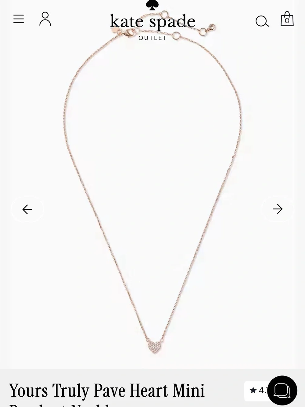 NWT kate spade Yours Truly Pave Heart Mini Pendant Necklace ORG RETAIL $69❤️